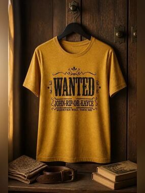 Wanted Graphic Women’s T-Shirt - Mustard Size Small